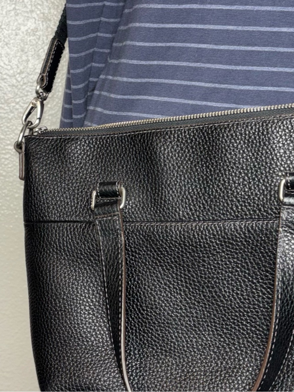 Fossil Black Pebbled Leather Convertible Satchel Crossbody Purse Mid Size - Picture 12 of 16